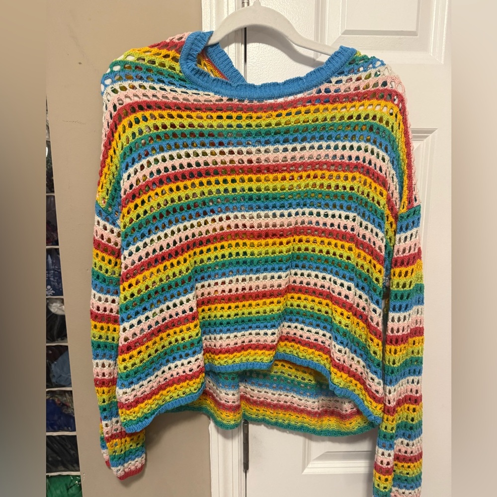 Pink Lily XL crochet rainbow top